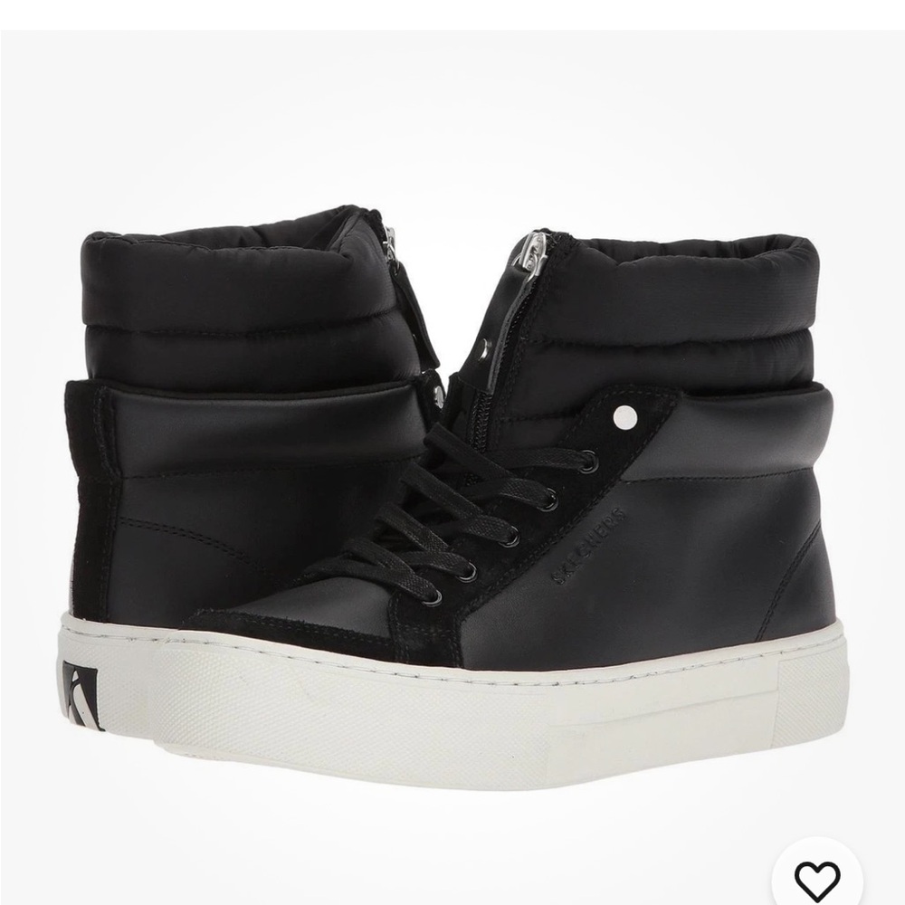 Skechers Black High-Top Sneakers with White Sole